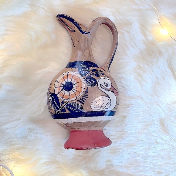 Tonala Mid-Century Mexican Folk Art Pottery HandPainted Signed Pitcher Vase Art - Picture 3 of 17